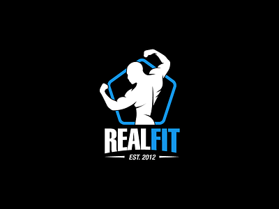 Realfit bodybuilding bodyfit fit fitness gym kettlebell logo man power powerlifting strongman