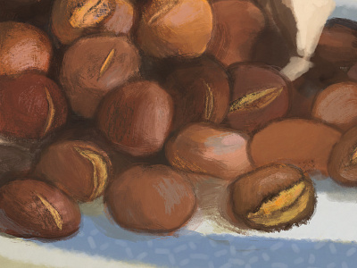 Roasted chestnut food illustration