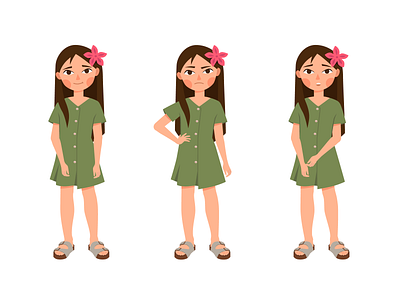 Girl’s emotions adobe illustrator animation characterdesign design flat illustration vector