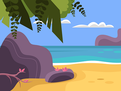 Beach beach design flat illustration landscape palm vector
