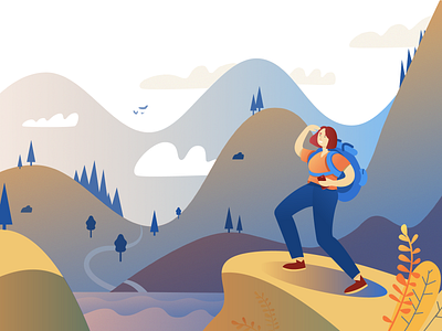 Hiking design flat illustration traveling vector