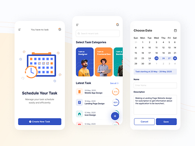 Mobile Exploration - Task Management App android app clean ios mobile mobile design portfolio schedule screen search task app task management ui uidesign ux uxdesign