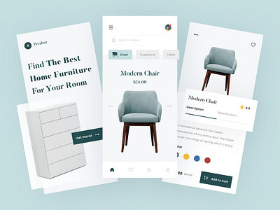 Perabot App 🏠 - Ecommerce app chair clean design ecommerce furniture app interior ios minimalist mobile product design property shop store ui uidesign ux