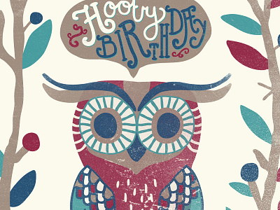Hooty Birthday birthday card graphic design greetings hand drawn hand lettering lettering owl typography
