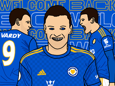 Welcome Back Premier League football hand drawn illustration jamie vardy lcfc leicester leicester city premier league typography