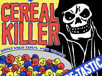 Cereal Killer cereal hand drawn hand lettering illustration skeleton skull typography vintage