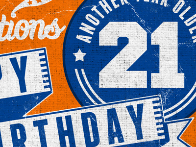 Twenty-One birthday card grunge retro texture typography vintage