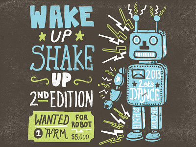 Wake Up Robot cd electric hand drawn hand lettering illustration music robot texture typography voltage