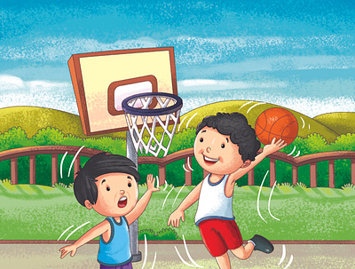 basketball ball children are playing with words design fun time illustration illustration art player playing