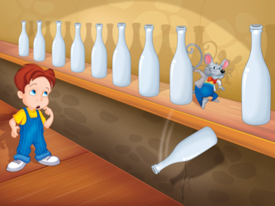 Boy and mouse animation bottles boy design falling fun time illustration illustration art mouse
