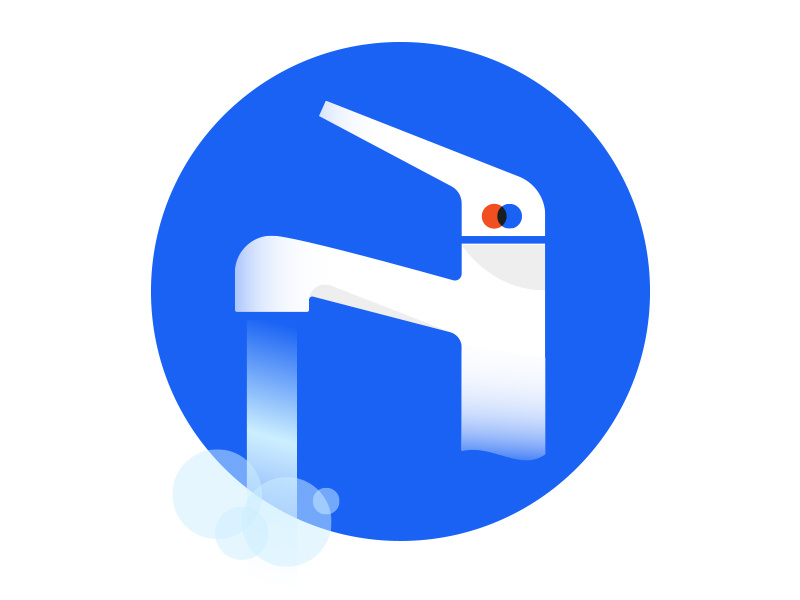 Faucet Illustration icon art deco faucet water illustration