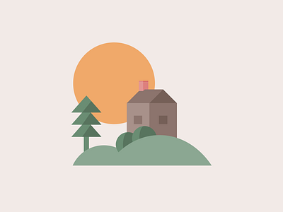 Single House house illustration pine simple sun