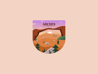 Arches National Park (Landscape Arch) arches illustration landscape landscape arch nationalpark nationalparksusa outdoors sticker usa utah vector