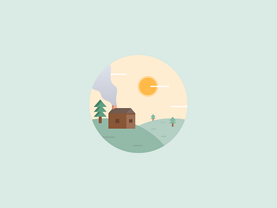 New Shop Logo circle illustration landscape logo logo design sunset
