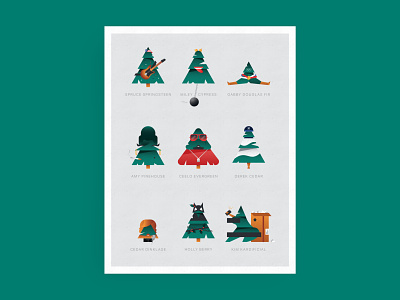 Fa La La Land celebrities christmas christmas card christmas tree design flat greeting card holiday card holiday cards illustration illustrator minimal puns tree trees vector winter