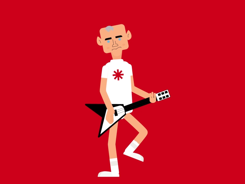 guitar - Red Hot Chili Peppers aftereffects animation character character animation duik flat guitar ilustration rock rubberhose vector