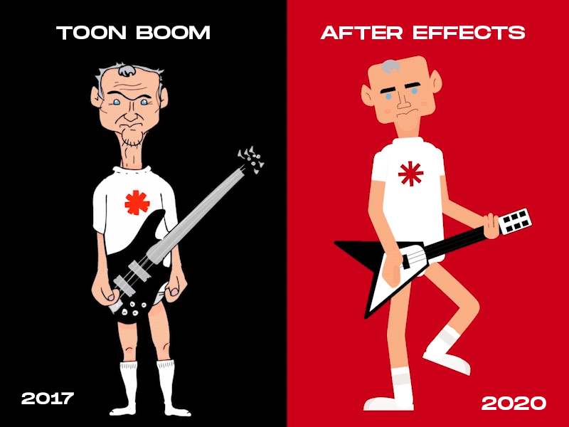 Guitar - Red Hot Chili Peppers aftereffects animation character character animation duik flat ilustration rock rubberhose toonboom vector
