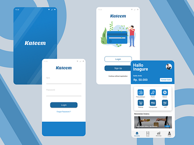 Kateem app e money e wallet figma finance finance app illustration mobile app student ui uidesign uiux ux