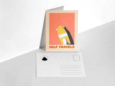 Selftravels postcard design illustration minimal