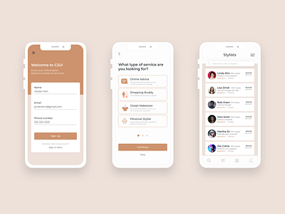 Mobile App Project - Fashion Services Platform app design fashion flat minimal mobile app mobile design onboarding flow typography ui user research ux vector