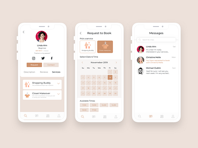 Mobile App Project - Booking/Scheduling app booking app design fashion flat minimal mobile app mobile design ui user research ux vector