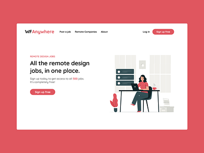 UI Daily #3 // Remote Job Landing Page design jobs productdesign ui uidesign uxdesign vector webdesign