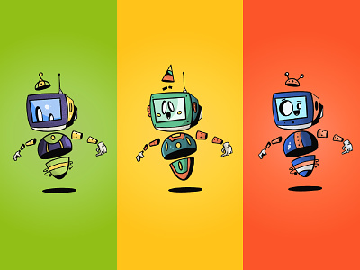Robots_1 characterdesign color design graphic illustration ui vector