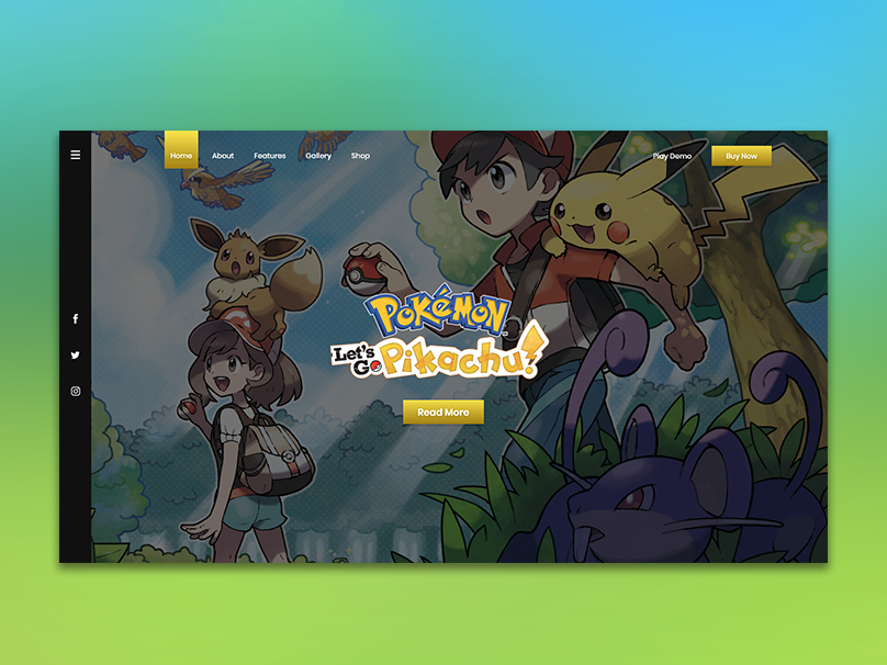 Pokemon Lets Go Pikachu Web Design Concept By Brayam