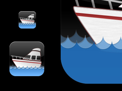 It's a boat! black boat icon iphone ocean red white