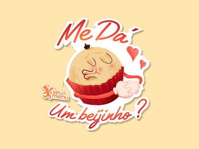 Beijinho Sticker for Telegram / Whatsapp | SeuMenu adobe photoshop cc character design illustration red sticker yellow