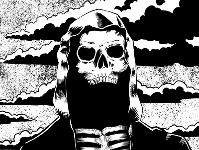 Grim Reaper black black white character comic comic art dark design digital drawing flat illustration ink inking skull