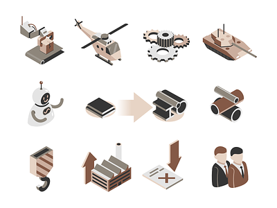 Heavy industry brown design digital flat graphic icon icons icons set illustration industy isometry vector