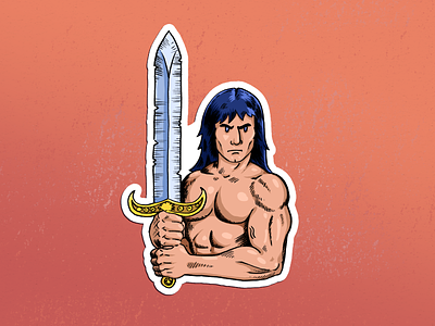 Barbarian barbarian design digital drawing fantasy graphic illustration red sorcery sword