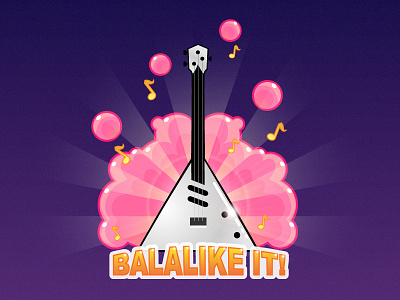 Balalike it! sign balalaika caramel color guitar gum sun vector