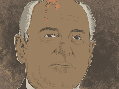 Gorbachev brown digital drawing illustration portrait web