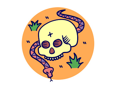 Skull&Snake affinity designer flat illustration linework skull vector yellow
