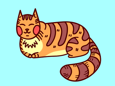 Fatty Kitty blue cat drawing fat illustration orange purrr