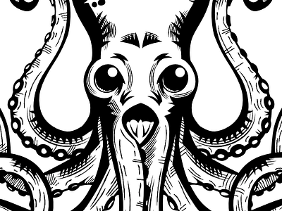 Alien Octopus affinitydesigner alien animal black bw drawing illustration inking octopus white