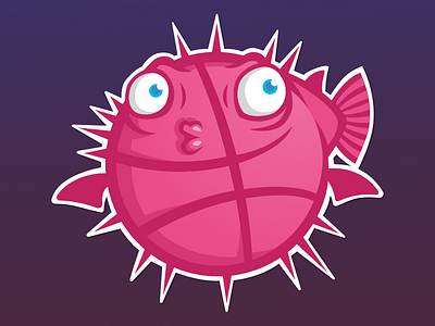 The Dribbble Fugggu dribbble fish fugu illustration pink sticker stickermule vector