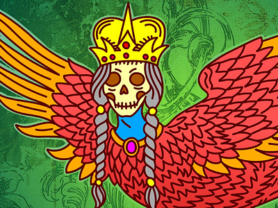 Myths of undead affinity designer editorial fantasy green illustration mythology red vector