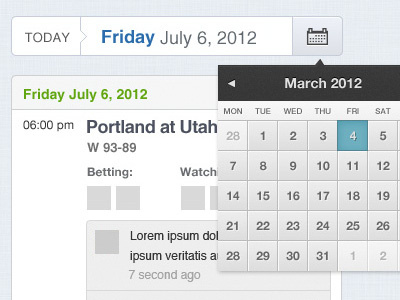 WIP betting calendar comment ui web design