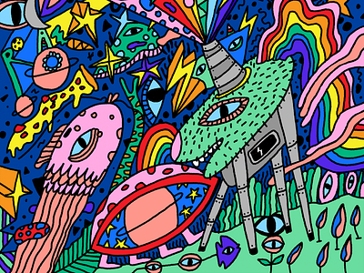 Cryptocorn Daydream color colorful colourful doodle doodles illustration nft procreate rainbow unicorn