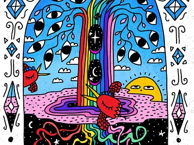 Tree of Sight birds doodle dreams eyes illustration ornate procreate rainbow tree