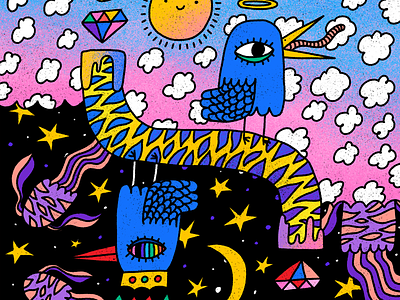 The Upside Down birds color colourful doodle illustration imagination procreate weird