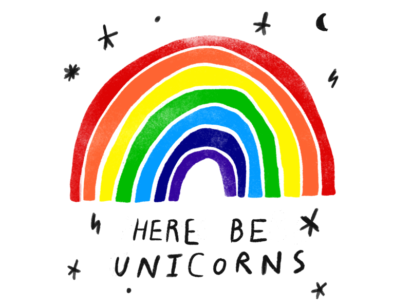 Here Be Unicorns 🦄 animation doodle gif loop motion unicorn unicorns