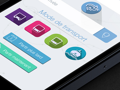 RTM app app buttons flat icons interface ios iphone marseille menu transport ui webdesign