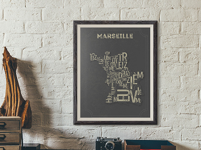Marseille typographic map rebound map marseille print stamp typography vintage