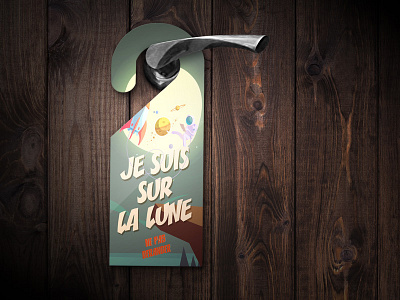 On the moon door hanger illustration mockup