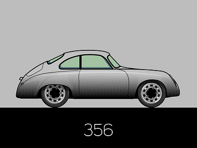 356 Pre A car flat illustration porsche