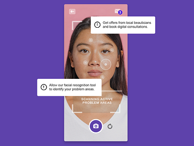 Beauty vs Tech: Facial Recognition app app concept app design app ui ar scanning beauty beauty app beauty product design flat technology ui ux